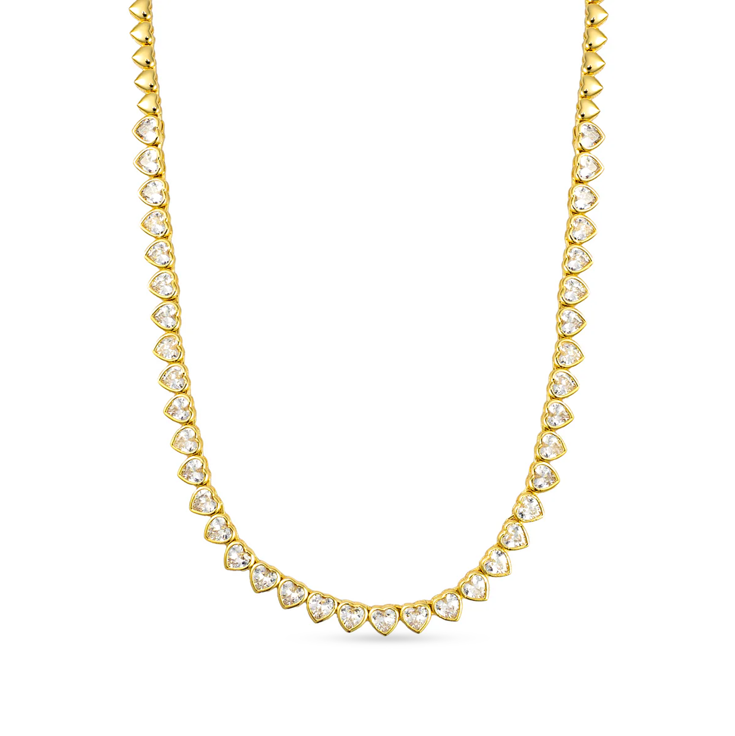 Yasmin Heart Delicate Tennis Necklace Silver-2