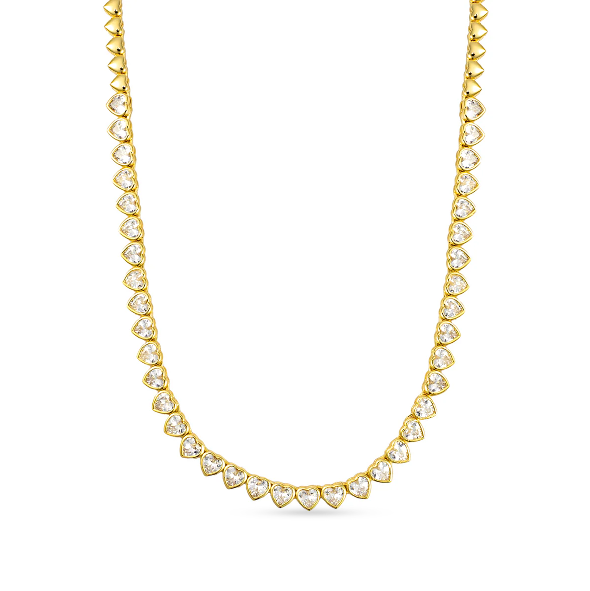 Yasmin Heart Delicate Tennis Necklace Silver-2