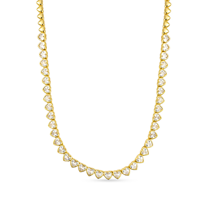 Yasmin Heart Delicate Tennis Necklace Silver-2