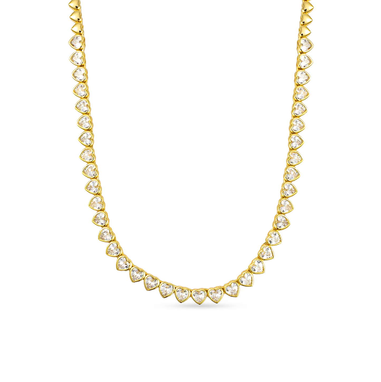 Yasmin Heart Delicate Tennis Necklace Silver-1