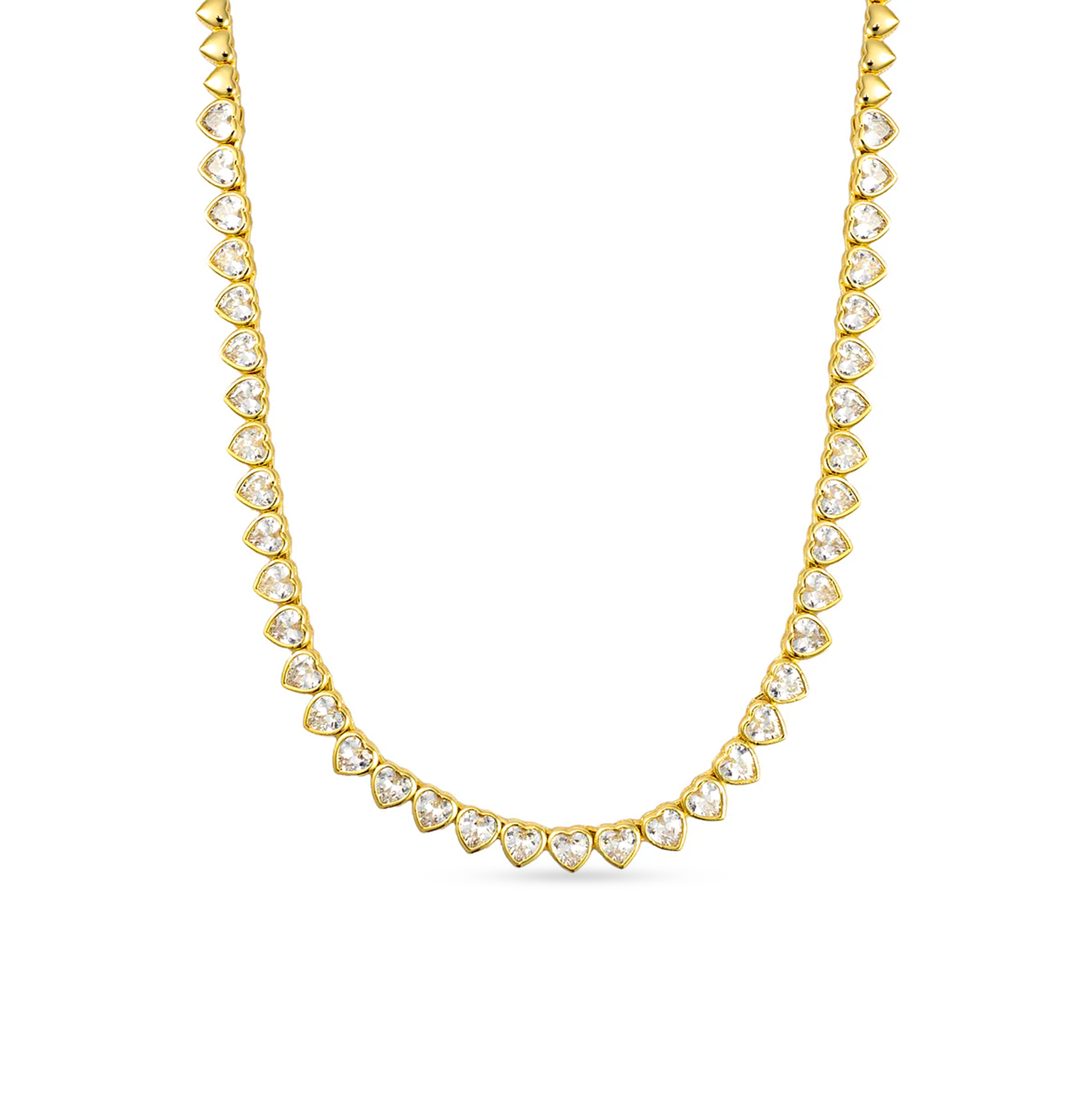 Yasmin Heart Delicate Tennis Necklace Silver-1