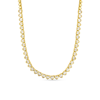 Yasmin Heart Delicate Tennis Necklace Silver-1