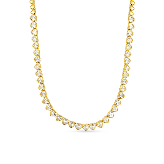 Yasmin Heart Delicate Tennis Necklace Silver-1