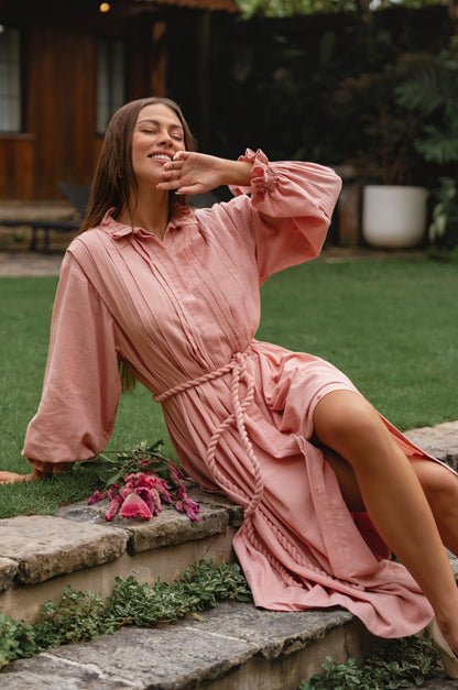 Yasmina Ruffle Linen Dress-0