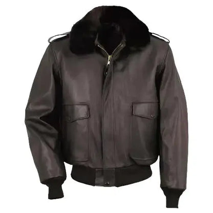 Men’s A-2 Cowhide Leather Flight Bomber Jacket-0