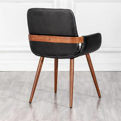 Mid Century Modern Faux Leather Dining Chairs Set 2 Black-2