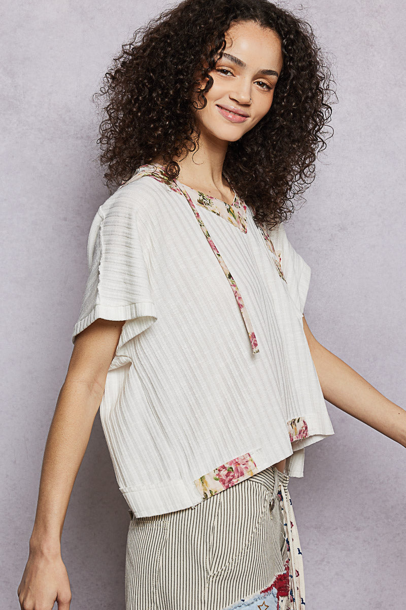 POL Short Sleeve Hooded Top with Back-Open Detail-2