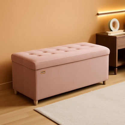 Jelly Pink Velvet Extra Large Storage Ottoman Chest-0