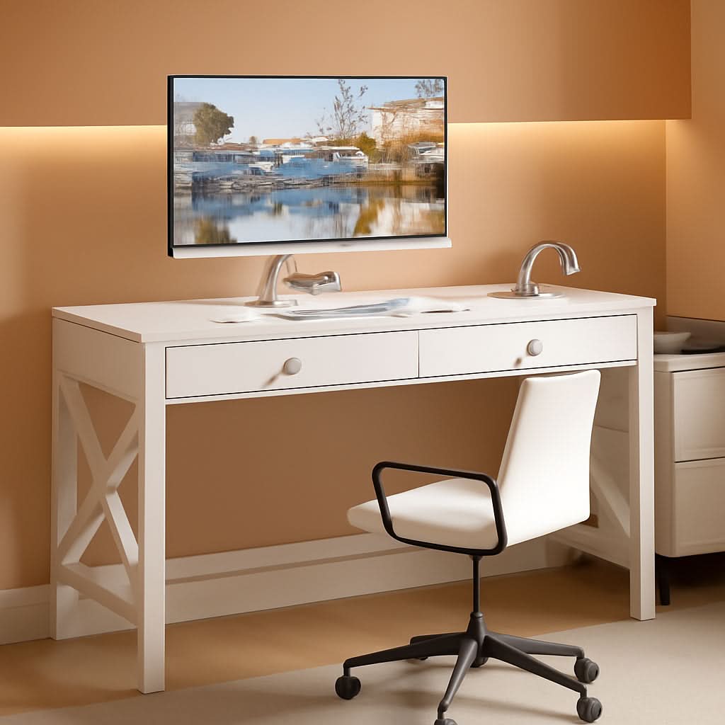 40 Inch White Computer Desk For Home Office Use And Study-0