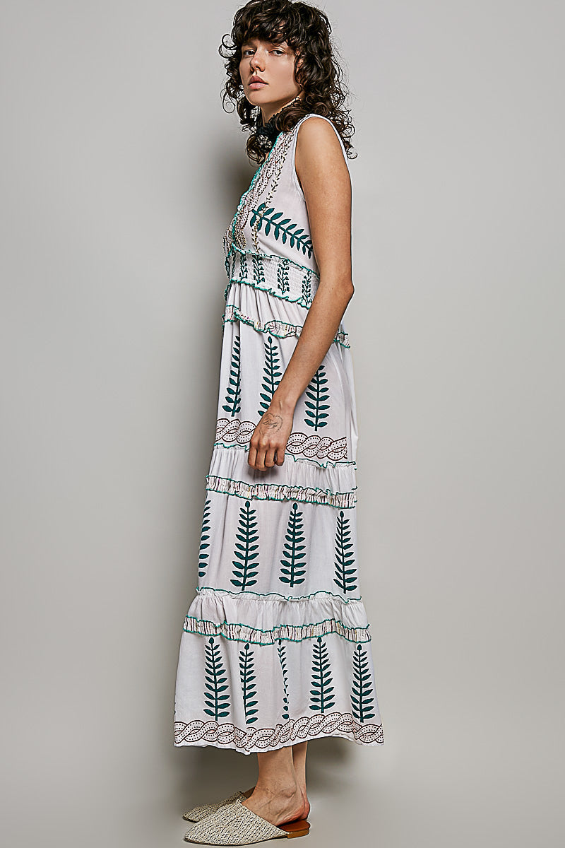 POL Floral Printed Sleeveless Tiered Dress with Smocked Waistband-3