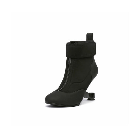 Abstract Swirl Leather Ankle Boots-1