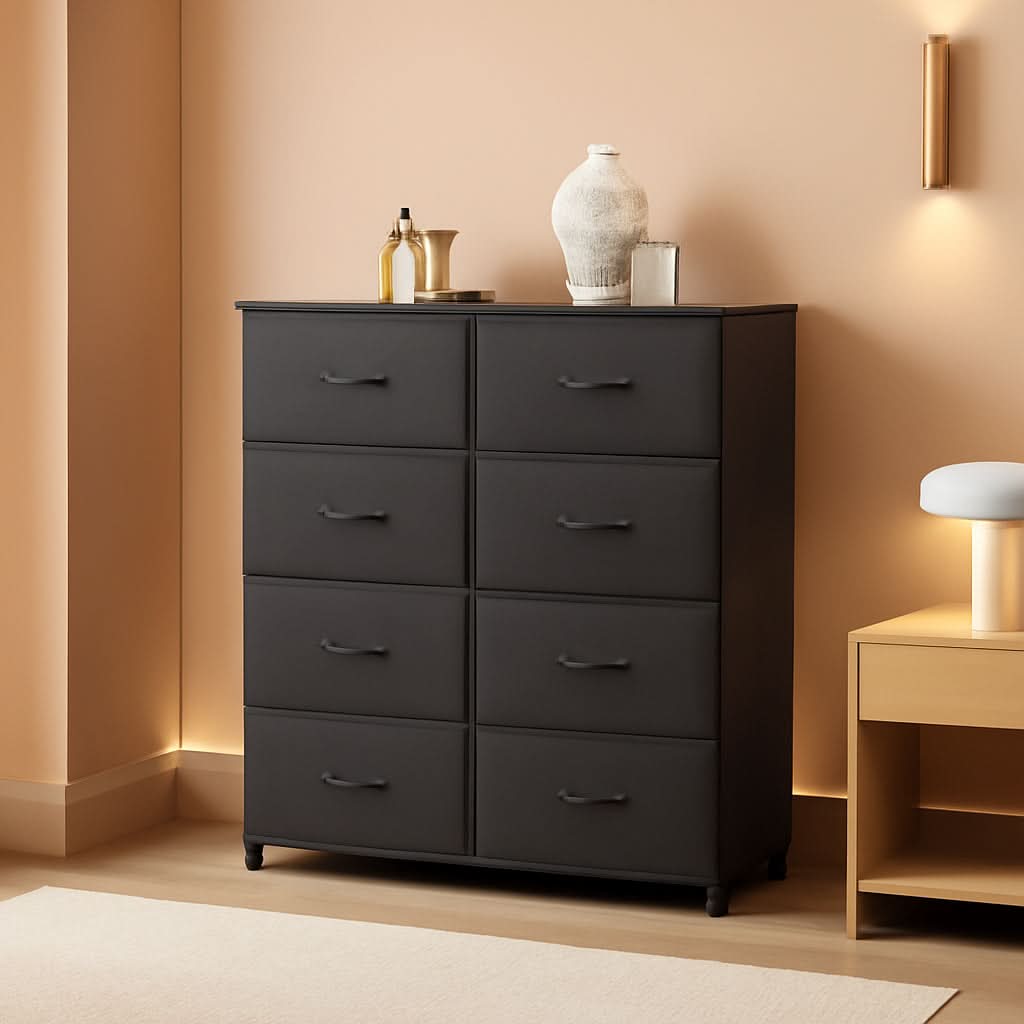 Fabric Storage Tower With 8 Drawers Charcoal Black-0