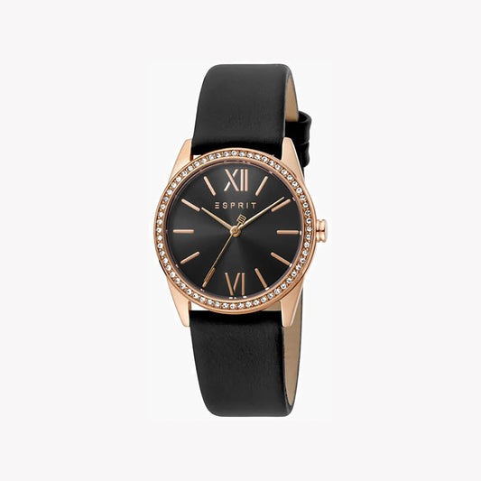 Esprit Women's Black Leather Watch, Black Dial | Es1l175m0015-0