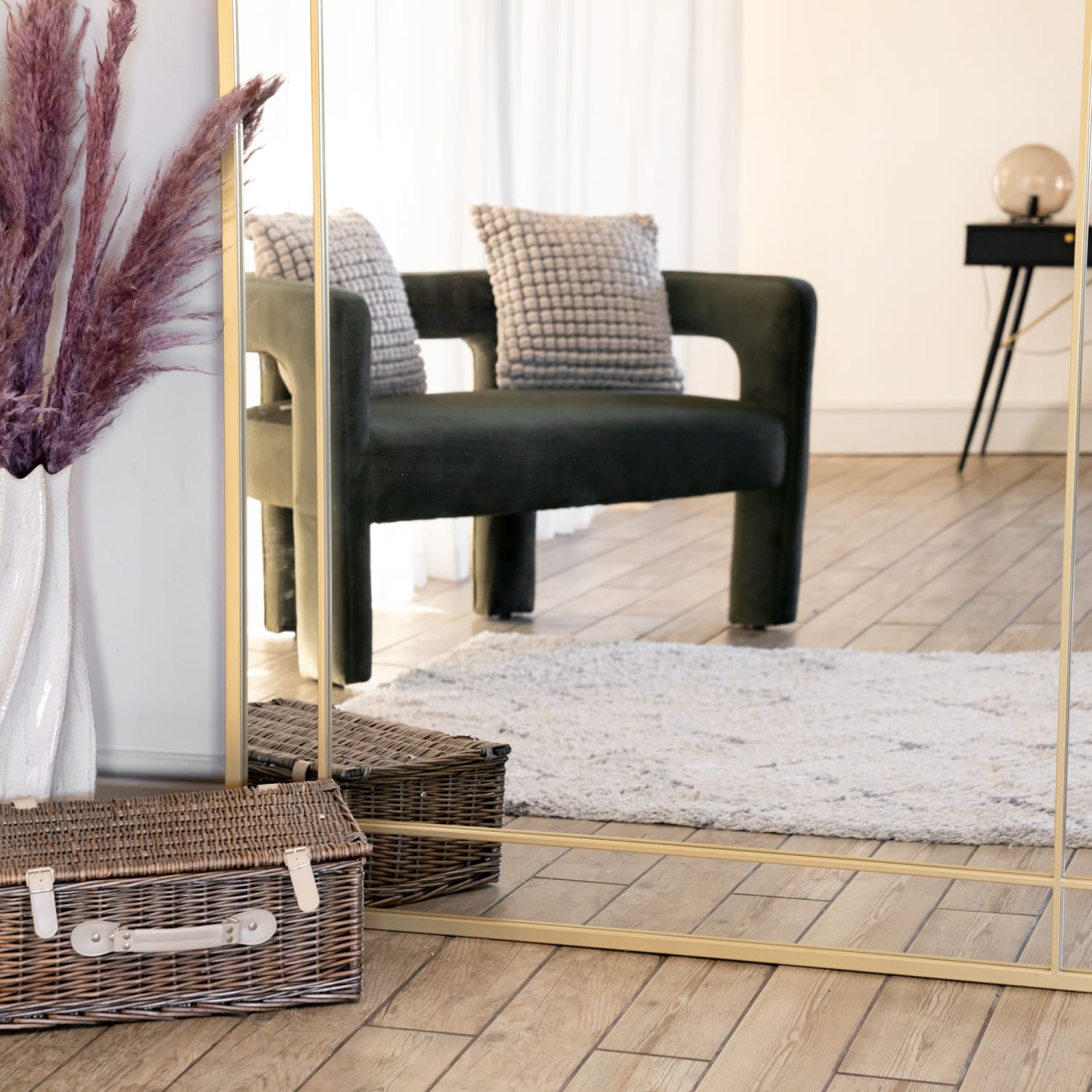 Aimi - Full Length Gold Metal Rectangle Window Mirror - 200cm x 120cm-1