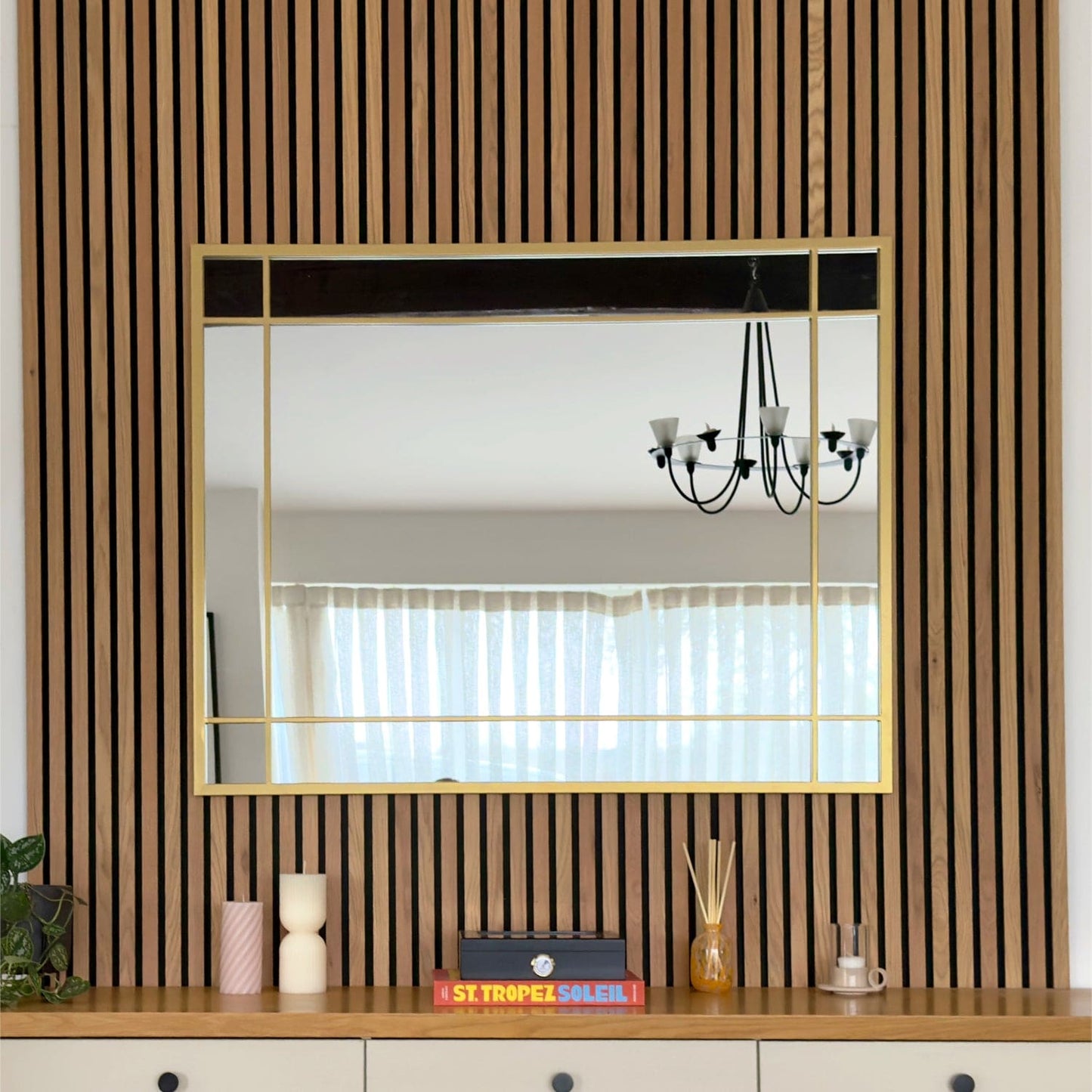 Aimi - Gold Metal Rectangle Window Mirror - 95cm x 120cm.-2