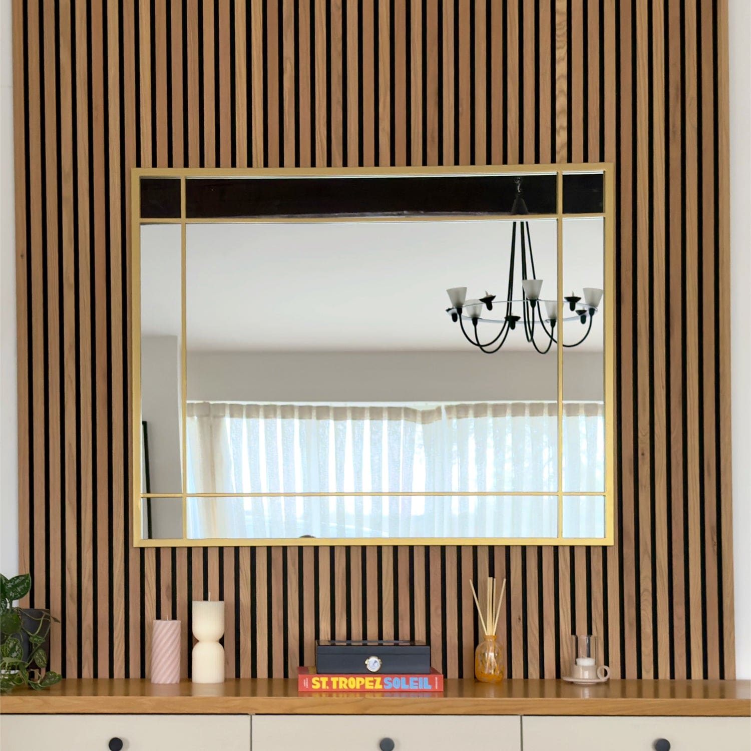 Aimi - Gold Metal Rectangle Window Mirror - 95cm x 120cm.-2