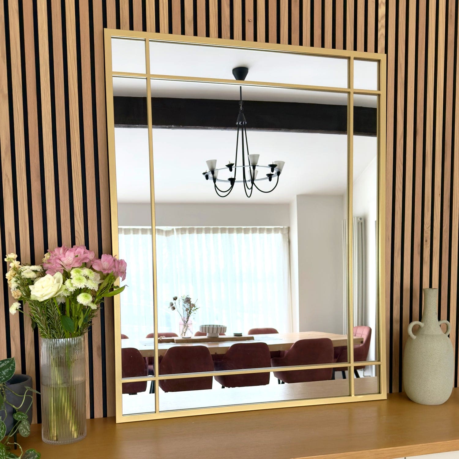 Aimi - Gold Metal Rectangle Window Mirror - 95cm x 120cm.-0