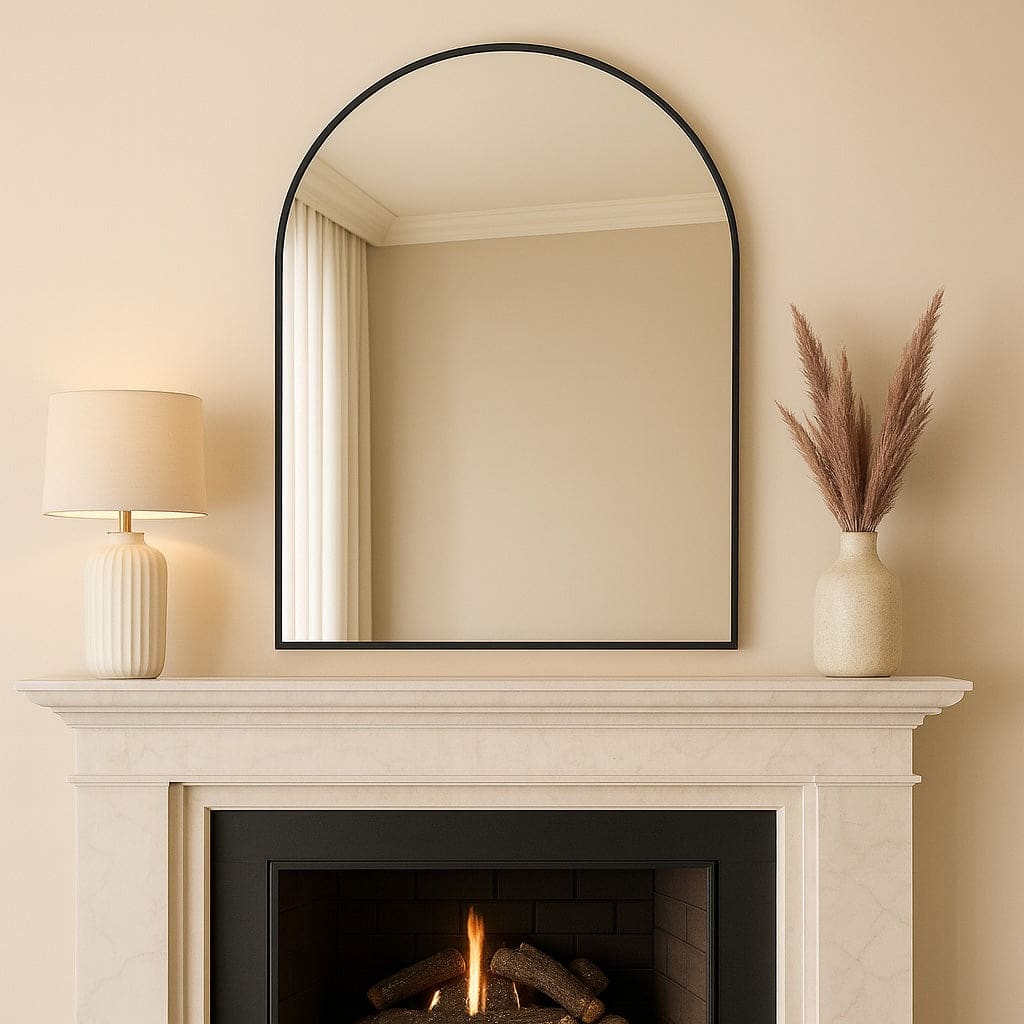Akiko - Black Metal Arched Mirror - 120cm x 95cm-1
