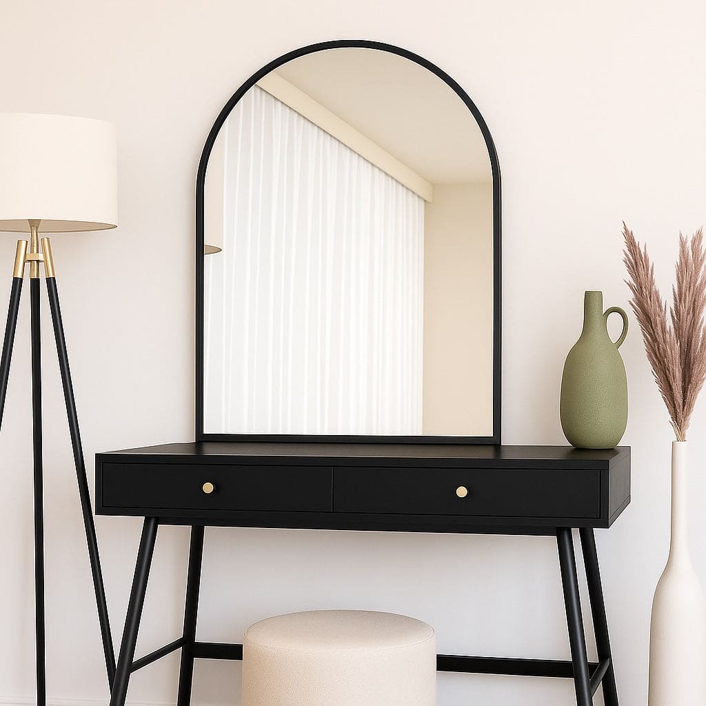 Akiko - Black Metal Arched Mirror - 120cm x 95cm-3