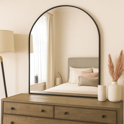 Akiko - Black Metal Arched Mirror - 120cm x 95cm-0