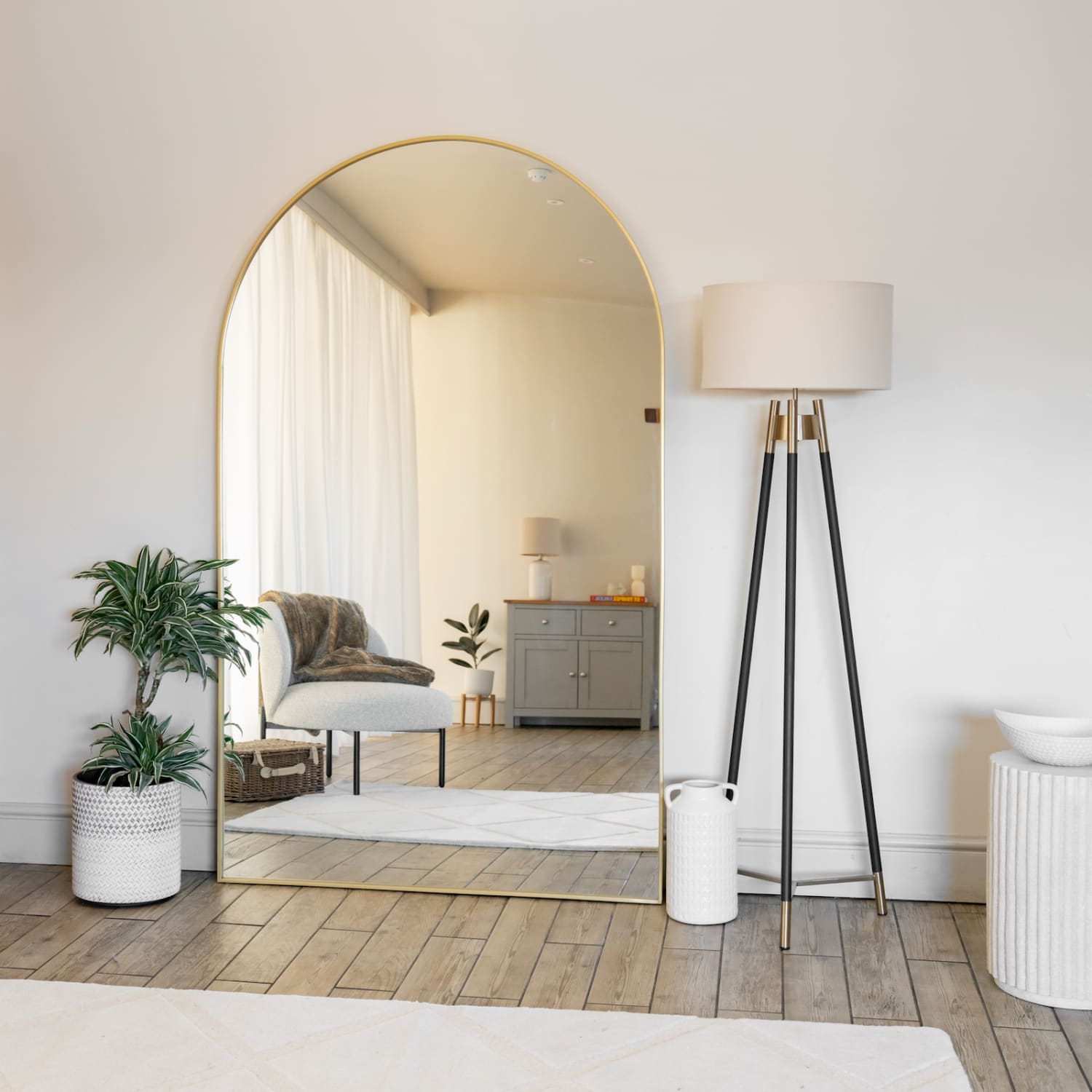 Akiko - Full Length Gold Metal Arched Mirror - 180cm x 105cm-3