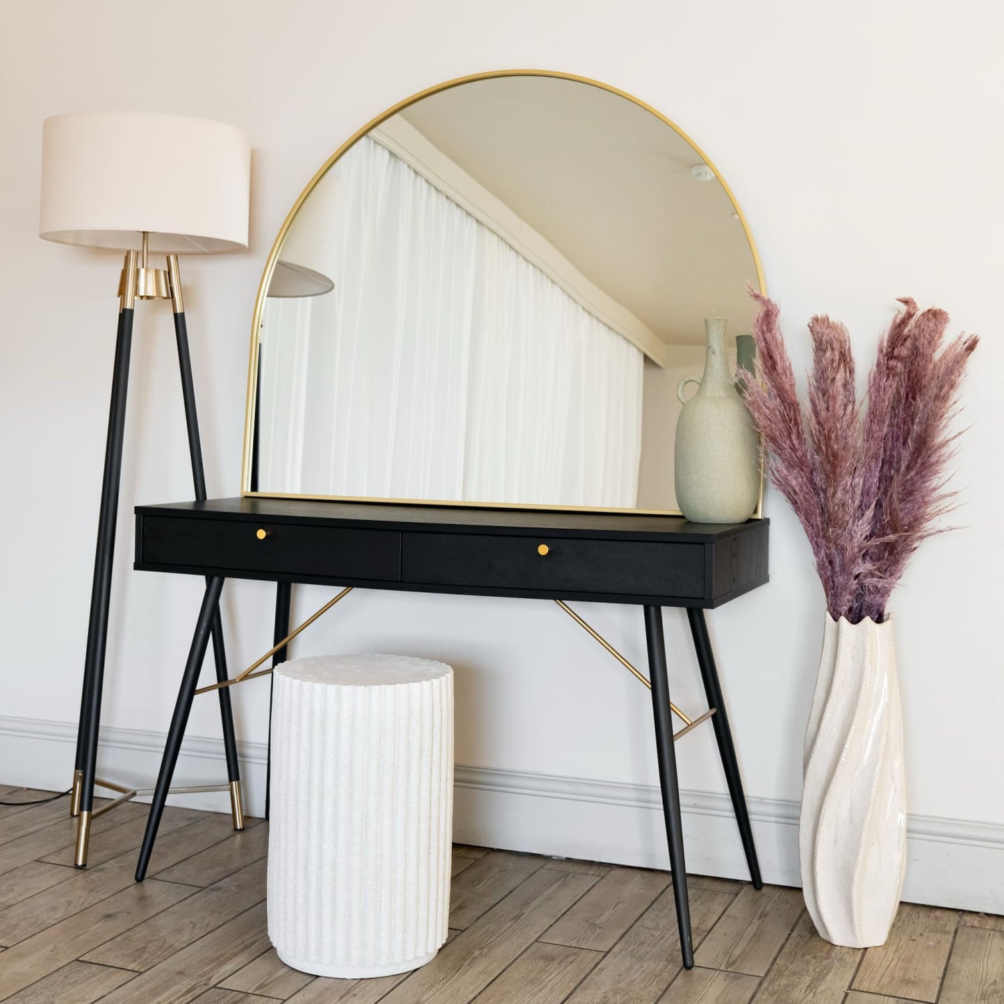 Akiko - Gold Metal Arched Mirror - 95cm x 120cm-1