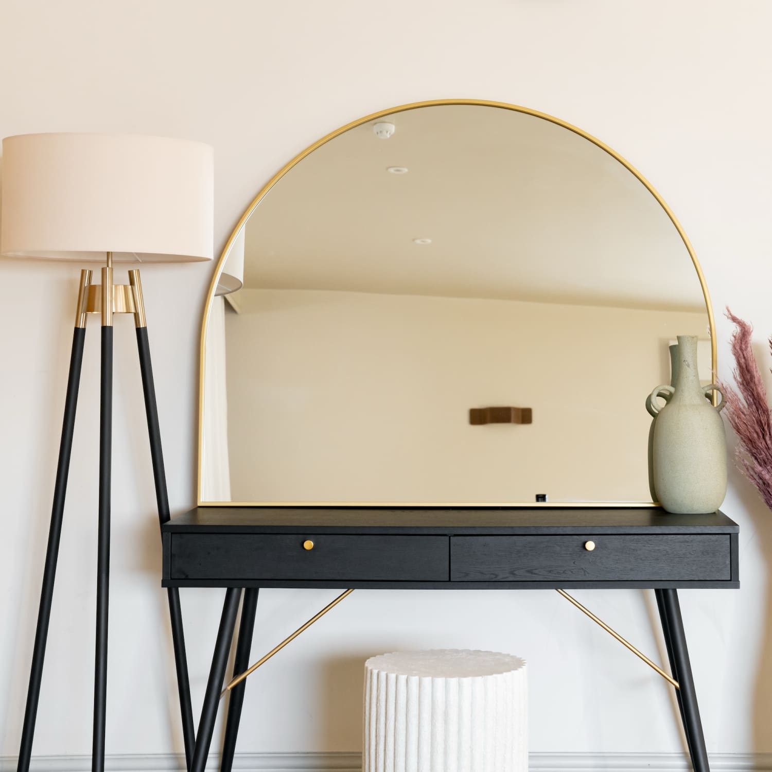 Akiko - Gold Metal Arched Mirror - 95cm x 120cm-3