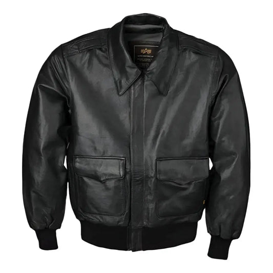 Men’s Alpha Black Goatskin A-2 Leather Jacket-0