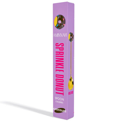 Sprinkle Donut spoon box angled to show the front and side of the packaging.