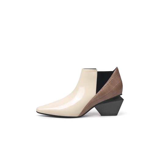 Artistic Patchwork Geometric Ankle Boots-0
