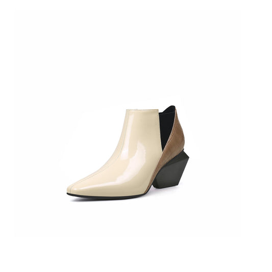 Artistic Patchwork Geometric Ankle Boots-1
