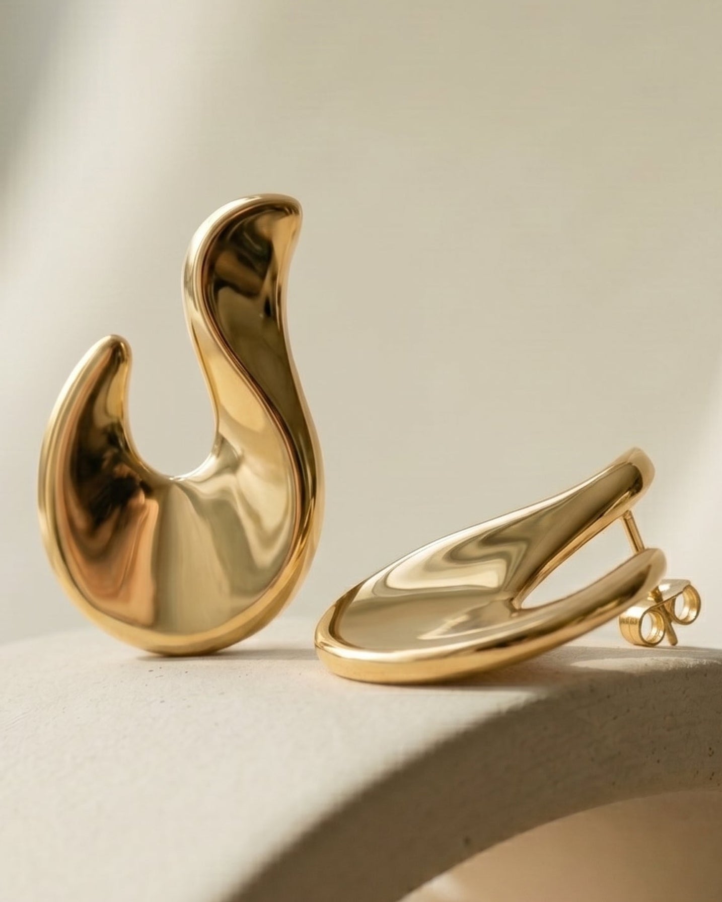 Valentina Abstract Hook Drop Earrings Gold-0
