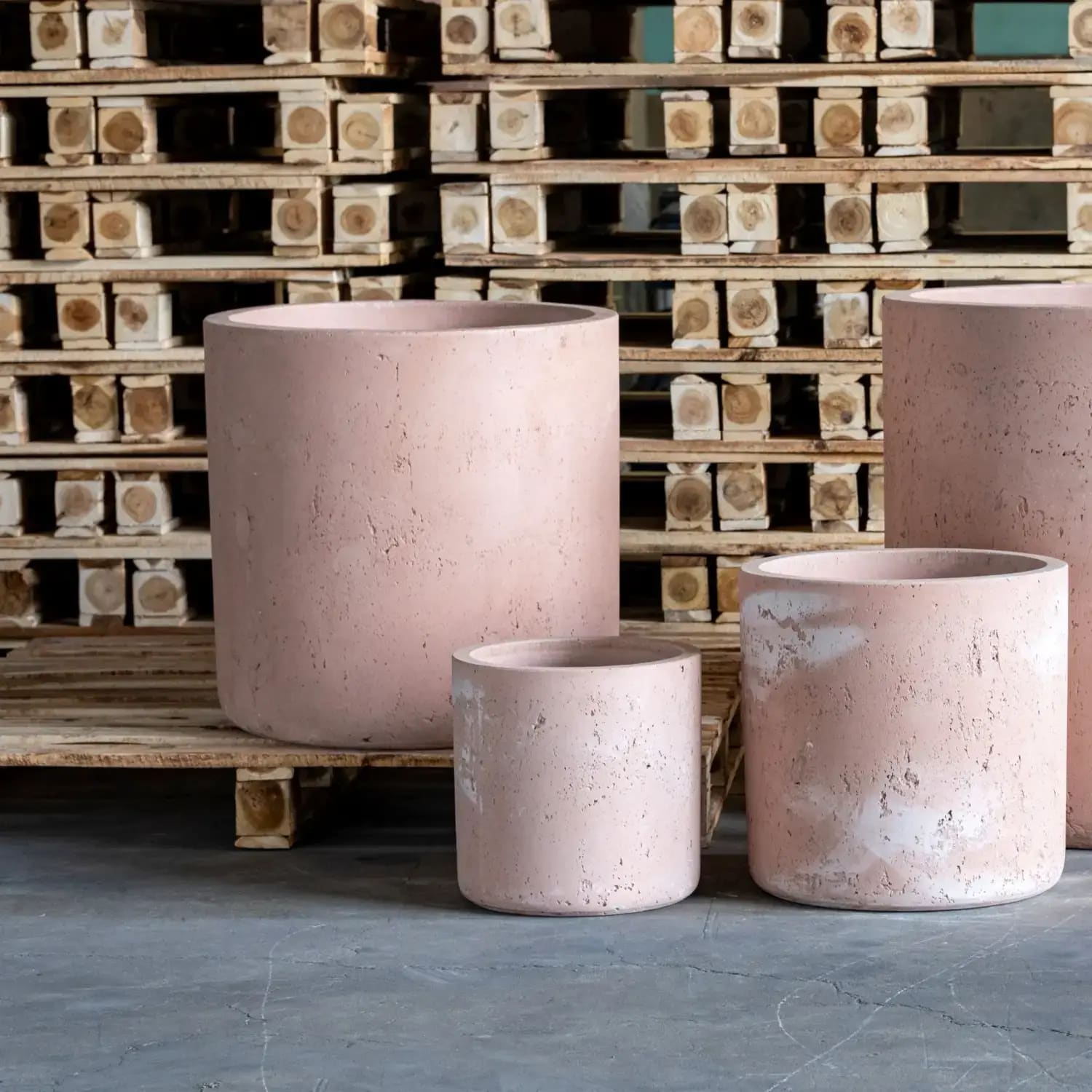 Aurella | Blushstone – 70cm X Large Concrete Cylinder Planter – 199L Round Plant Pot-2