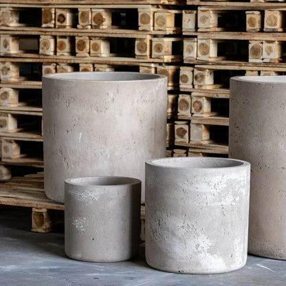 Aurella | Truffle – 30cm Medium Concrete Cylinder Planter – 13L Round Plant Pot-1
