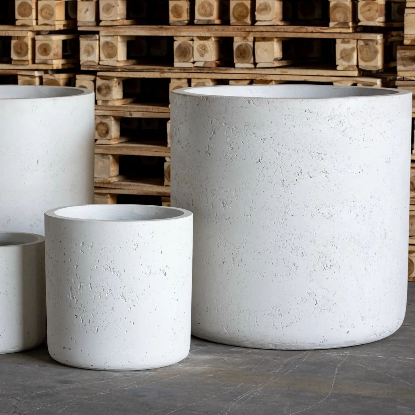 Aurella | White Mist – 70cm X Large Concrete Cylinder Planter – 199L Round Plant Pot-1