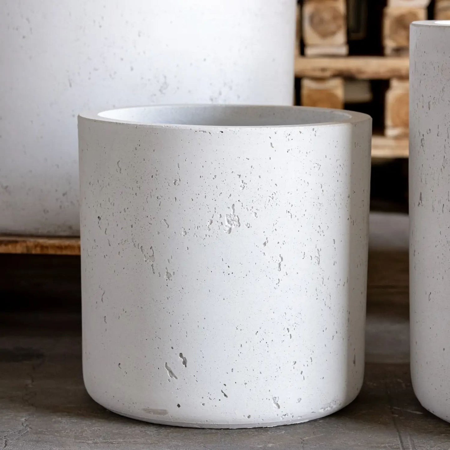 Aurella | White Mist – 70cm X Large Concrete Cylinder Planter – 199L Round Plant Pot-3