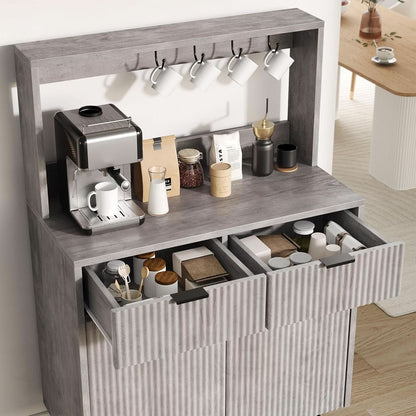 Grey Sideboard Cabinet With 2 Drawers For Dining Room-4