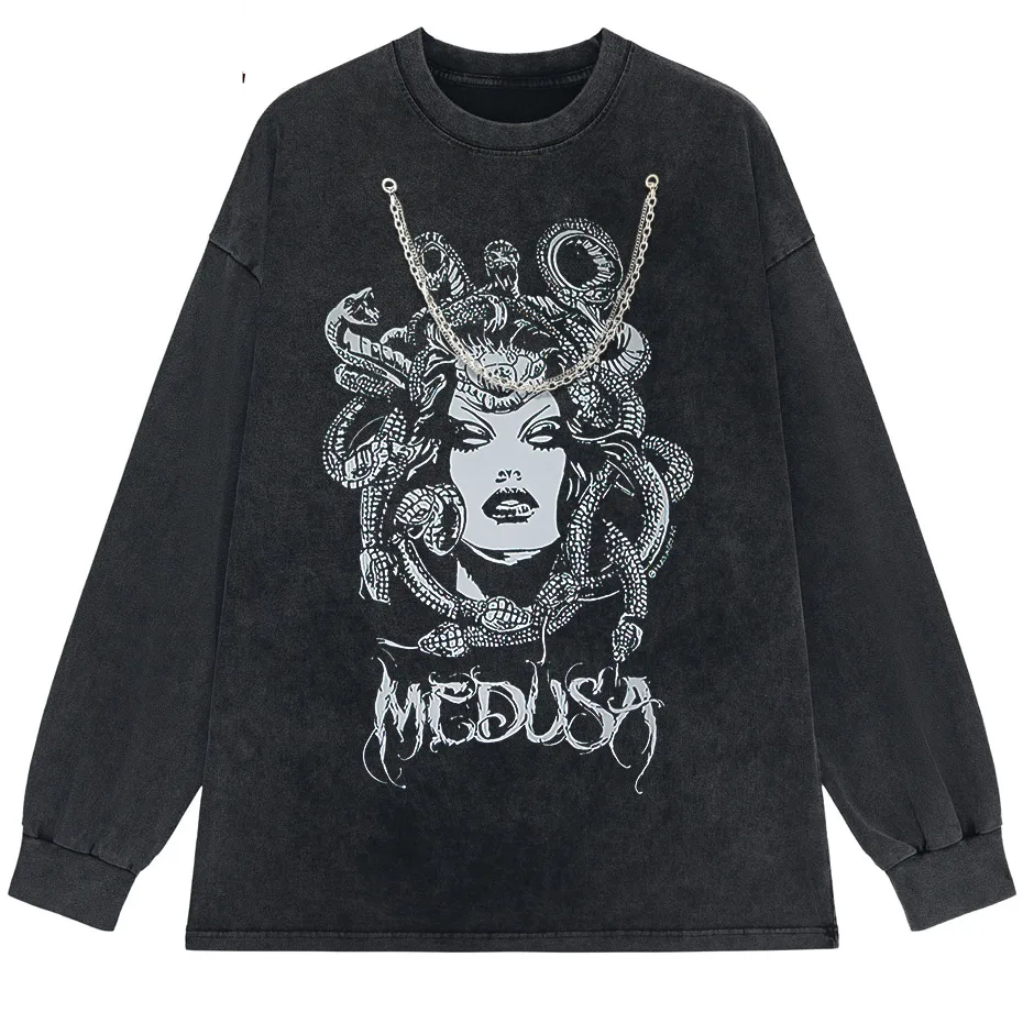 Gothic Dark Graphic T-Shirt Women Oversized Harajuku Punk Streetwear Tee-5
