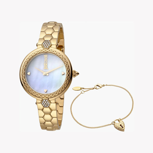 Just Cavalli Women's Gold Stainless Steel Watch, White Dial | Jc1l128m0565-0