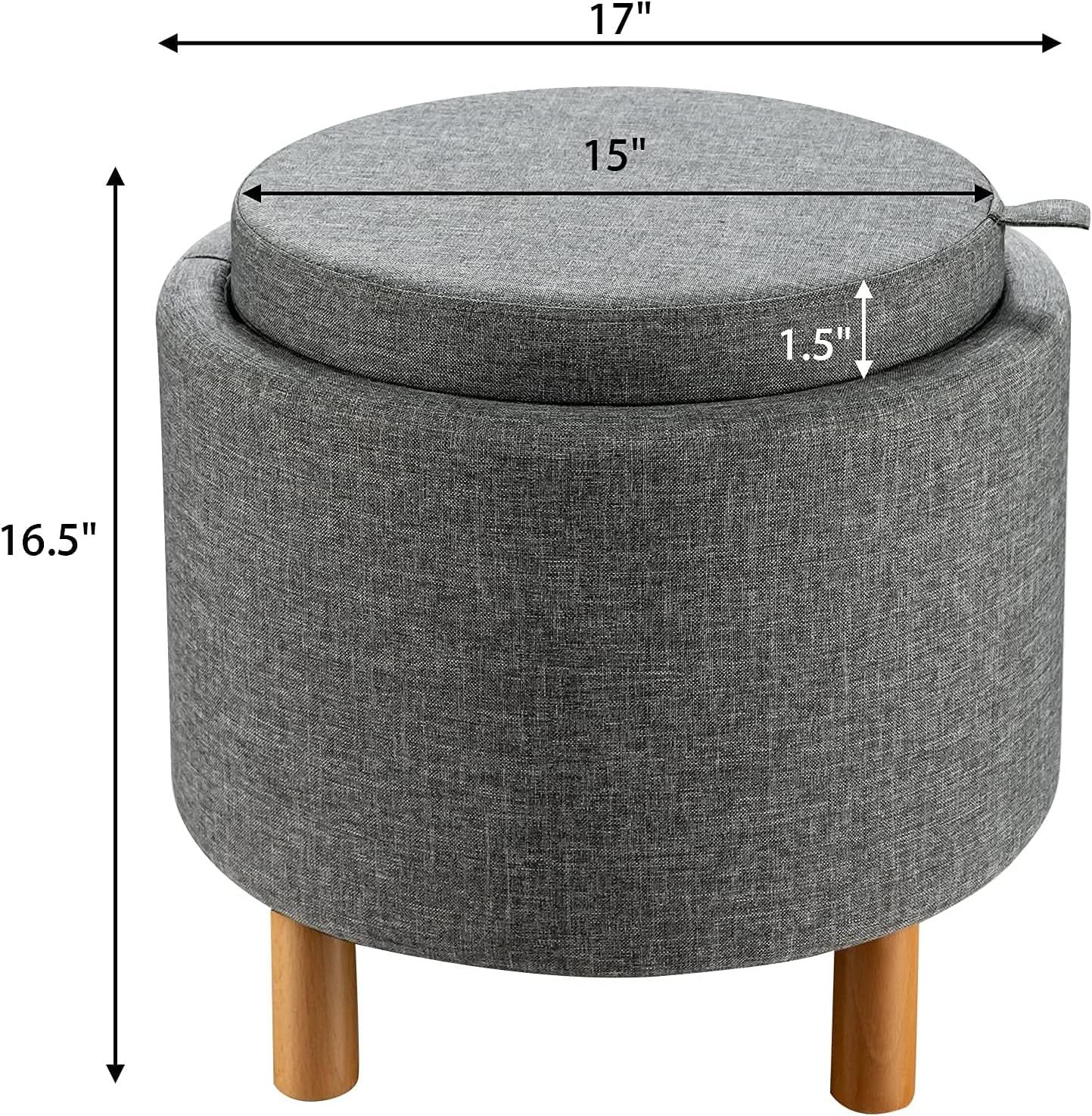 Grey Premium Microfiber Storage Ottoman Large Tray-2