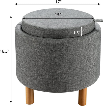 Grey Premium Microfiber Storage Ottoman Large Tray-2