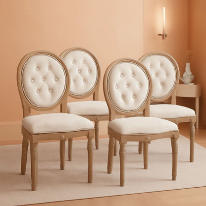 French Country Dining Chairs Oak Finish Button Back-0