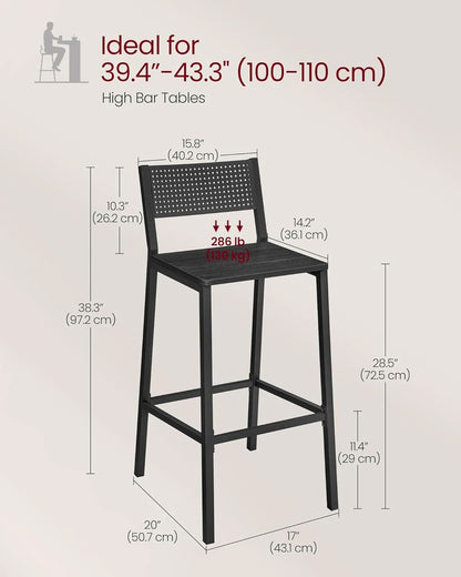 Industrial Charcoal Gray Bar Stools Set Of 2 for Kitchen-2