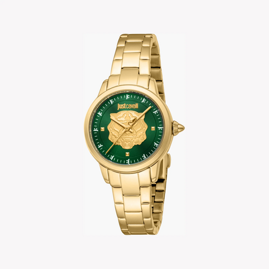 Just Cavalli Women's Gold Watch, Dark Green Dial | Jc1l334m0065-0