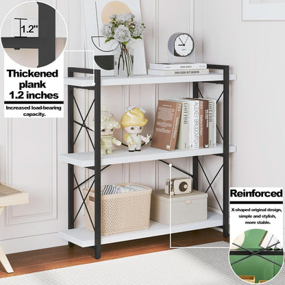 Industrial Three Tier Open Bookcase With Metal Frame Sturdy-3