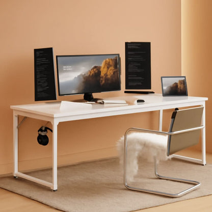 71 Inch White Computer Desk With USB Ports For Home Office-0