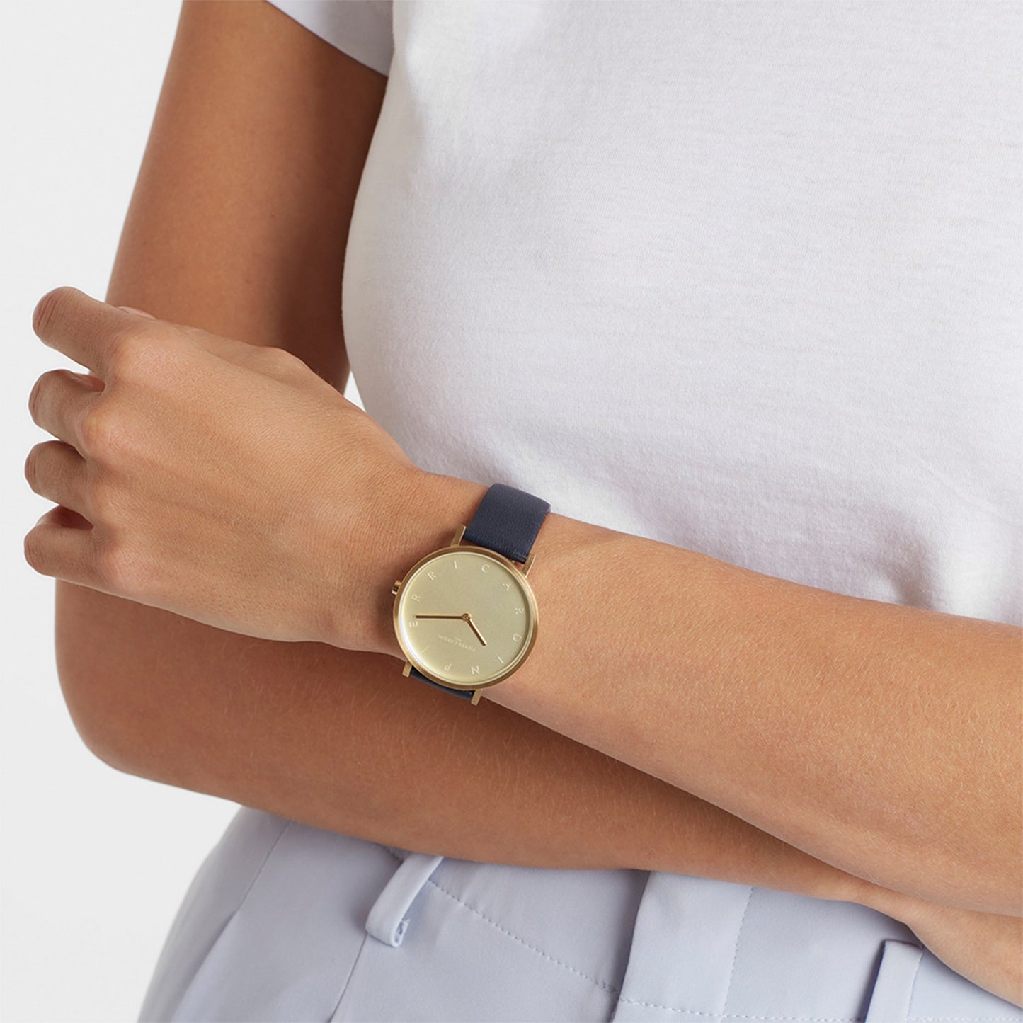 Pierre Cardin Women's Blue Leather Watch, Champagne Dial | Cbv.1004-4