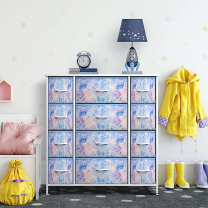 Kids Dresser With 12 Drawers White Finish For Nursery-1
