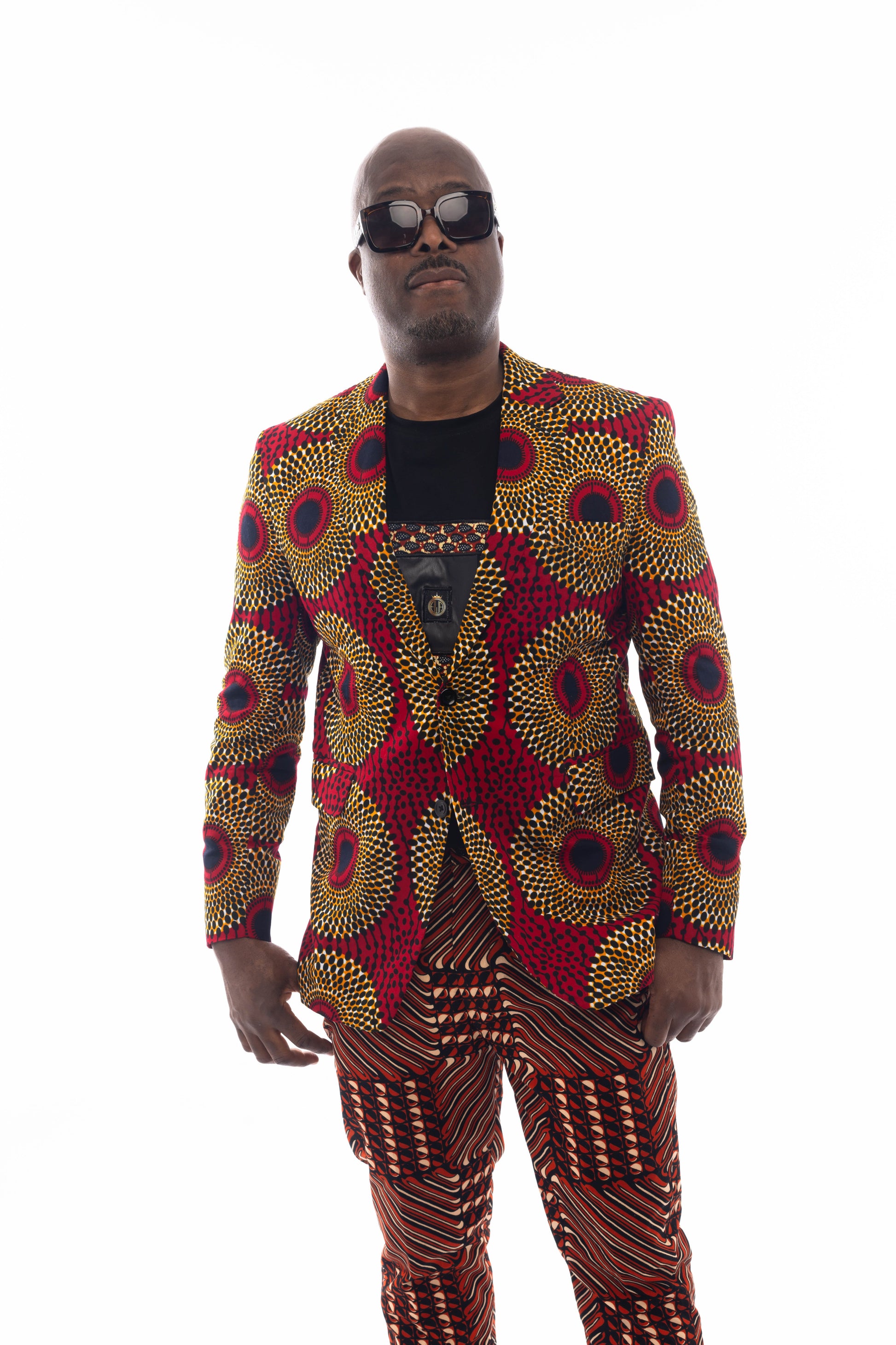 African Fashion Ankara Print Blazer (Concentric pattern)-0
