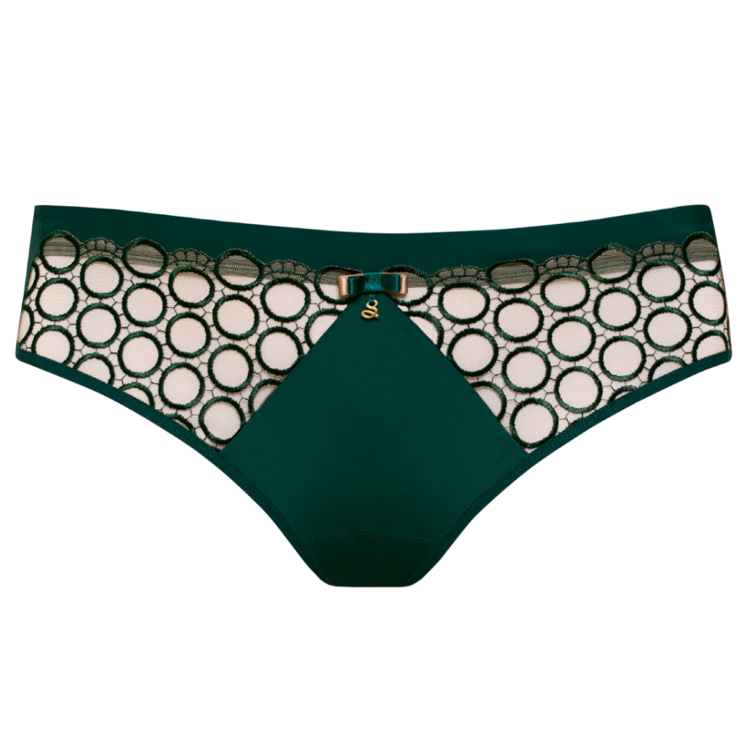 Sheer Mesh Tulle Embroidered Brief Panty Boobie Emerald-2